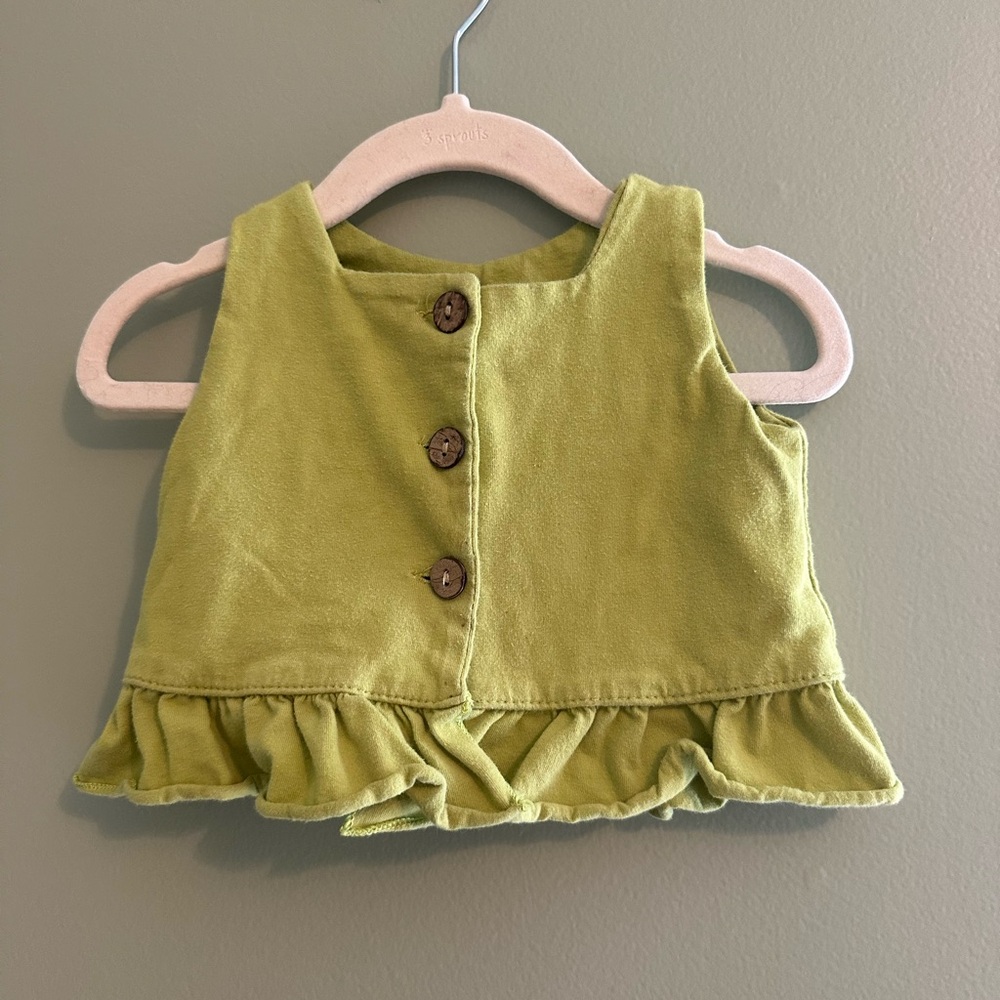 Green Ruffle Baby Vest Top 12m